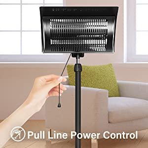 Simple Deluxe Standing Heater Patio Outdoor Balcony, Courtyard With Overheat Protection, 750W 1500W, Large Black Metal