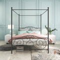 Metal Canopy Bed Frame With Vintage Style Headboard & Footboardeasy Diy Assembly All Parts Included, Queen Black Same As 748G Bk Box Spring Not Required Queen Black Metal Bedroom Bed Frame Metal