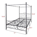 Metal Canopy Bed Frame With Vintage Style Headboard & Footboardeasy Diy Assembly All Parts Included, Queen Black Same As 748G Bk Box Spring Not Required Queen Black Metal Bedroom Bed Frame Metal