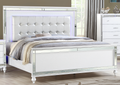 Queen Size Upholstered Led Bed Made With Wood In White Color Queen White Wood Bedroom Wood