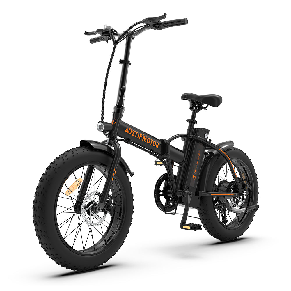 Aostirmotor Folding Electric Bike Ebike Bicycle 500W Motor 20" Fat Tire With 36V 13Ah Li Battery Beach Snow Bicycle A20 Cycling Black Foldable Aluminium