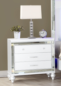 Sterling Mirror Framed Nightstand Made With Wood In White White 3 Drawers Bedroom Contemporary,Modern Wood