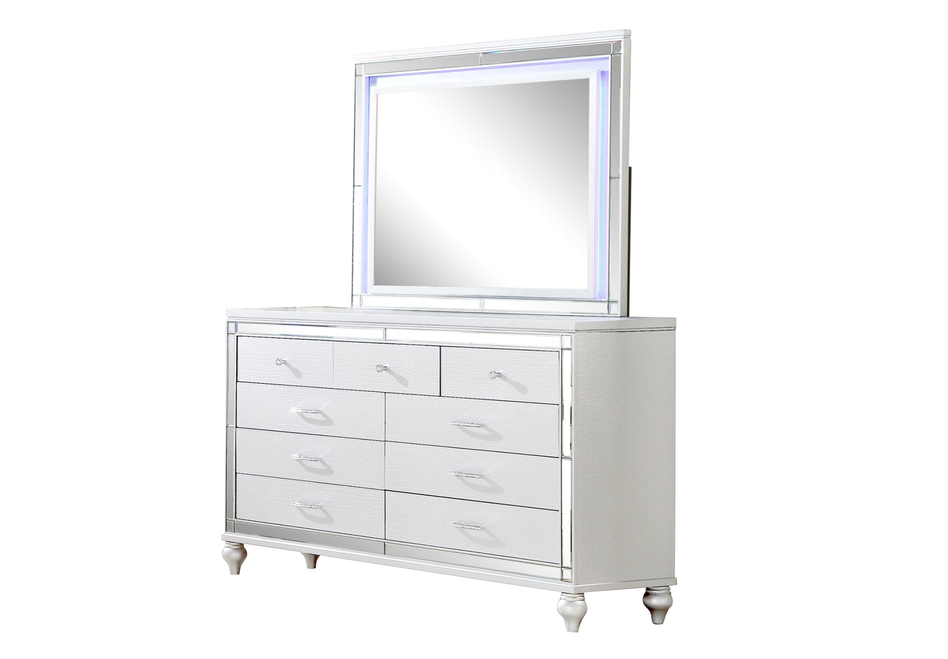 Sterling Queen 4 Pc Led Bedroom Set Made With Wood In White Color Queen White Wood 4 Piece Set Bedroom Bed Included,Dresser Included,Mirror Included,Nightstand Included Contemporary,Modern Solid Wood Mdf Built In Lighting Wood