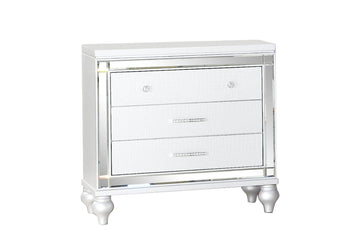 Sterling Mirror Framed Nightstand Made With Wood In White White 3 Drawers Bedroom Contemporary,Modern Wood