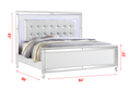 Queen Size Upholstered Led Bed Made With Wood In White Color Queen White Wood Bedroom Wood