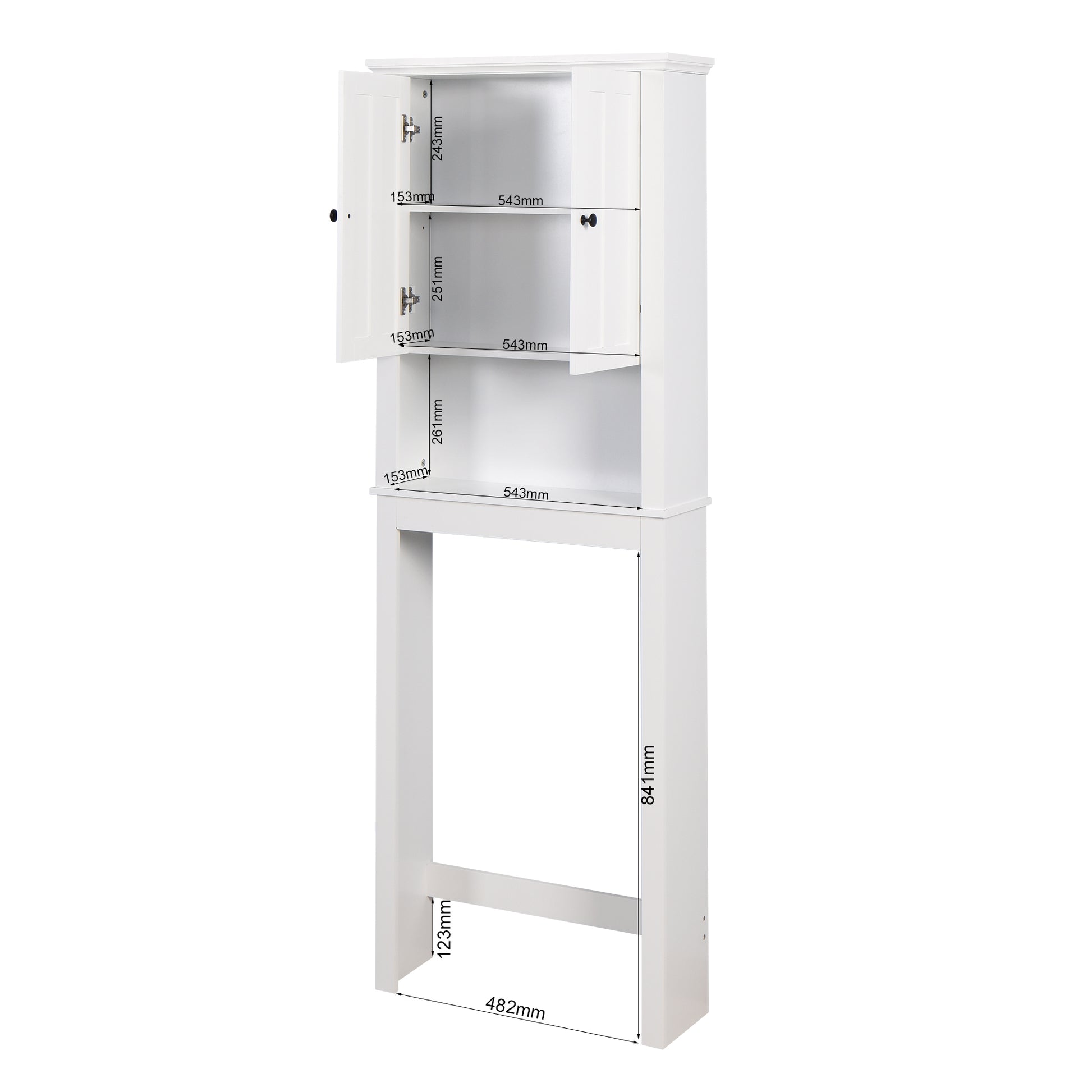 Bathroom Wooden Storage Cabinet Over The Toilet Space Saver With A Adjustable Shelf 23.62X7.72X67.32 Inch White Mdf