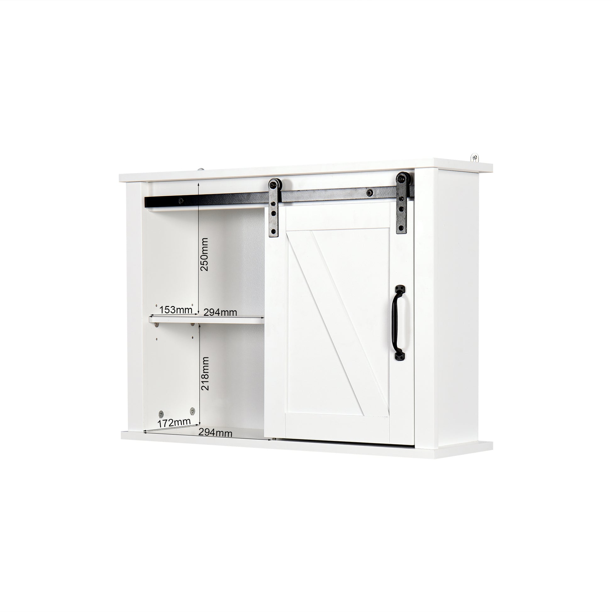 Bathroom Wall Cabinet With 2 Adjustable Shelves Wooden Storage Cabinet With A Barn Door 27.16X7.8X19.68 Inch White Mdf