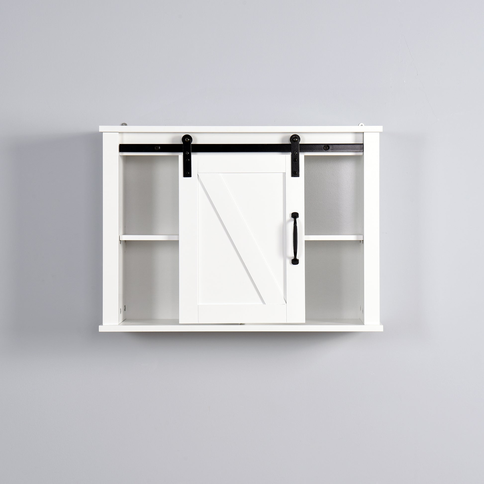 Bathroom Wall Cabinet With 2 Adjustable Shelves Wooden Storage Cabinet With A Barn Door 27.16X7.8X19.68 Inch White Mdf