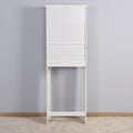 Bathroom Wooden Storage Cabinet Over The Toilet Space Saver With A Adjustable Shelf 23.62X7.72X67.32 Inch White Mdf