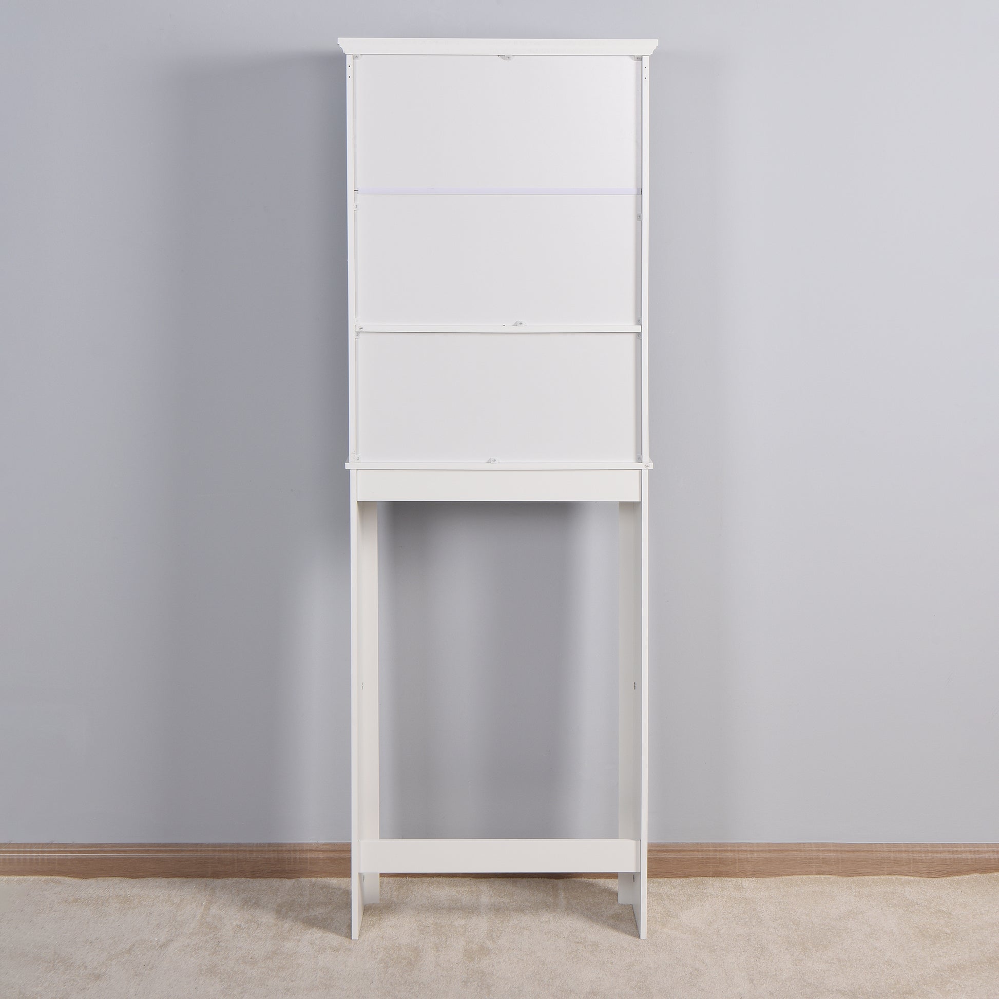 Bathroom Wooden Storage Cabinet Over The Toilet Space Saver With A Adjustable Shelf 23.62X7.72X67.32 Inch White Mdf