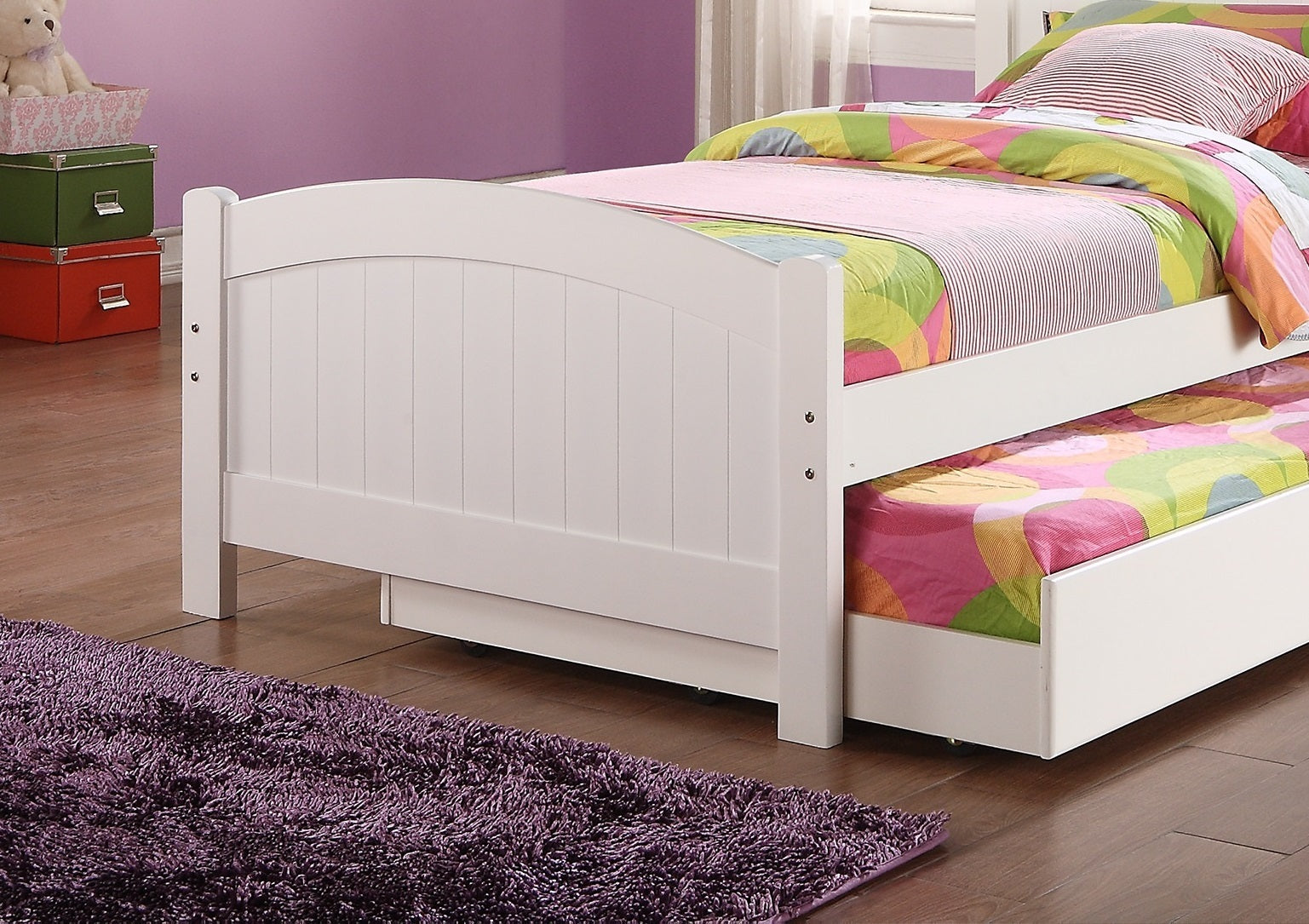 Twin Size Bed W Trundle Slats White Pine Plywood Kids Youth Bedroom Furniture White White Bedroom Contemporary,Modern,Transitional Pine Plywood