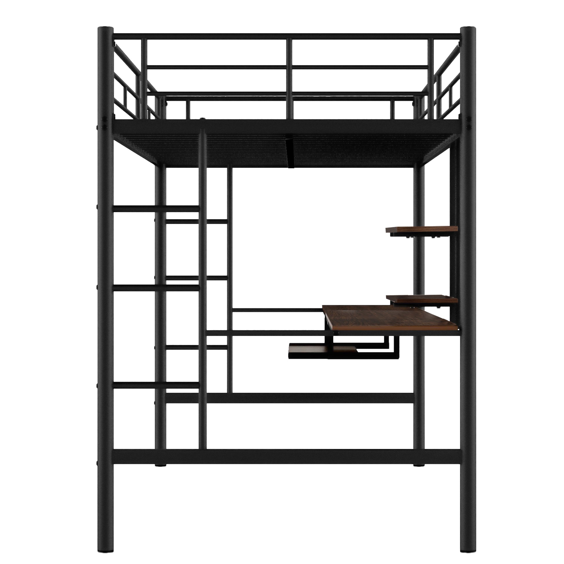 Loft Bed With Desk And Shelfspace Saving Design,Full,Black Old Sku:Mf199506Aab Box Spring Not Required Full Black Metal Bedroom Bed Frame Metal