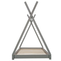 Twin Size House Platform Bed With Triangle Structure,Gray Gray Pine