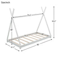 Twin Size House Platform Bed With Triangle Tructure,White White Pine