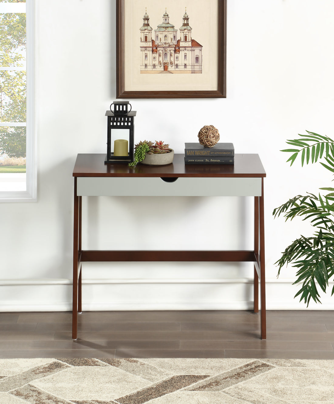 Hilton Desk In Espresso & Gray Espresso Solid Wood