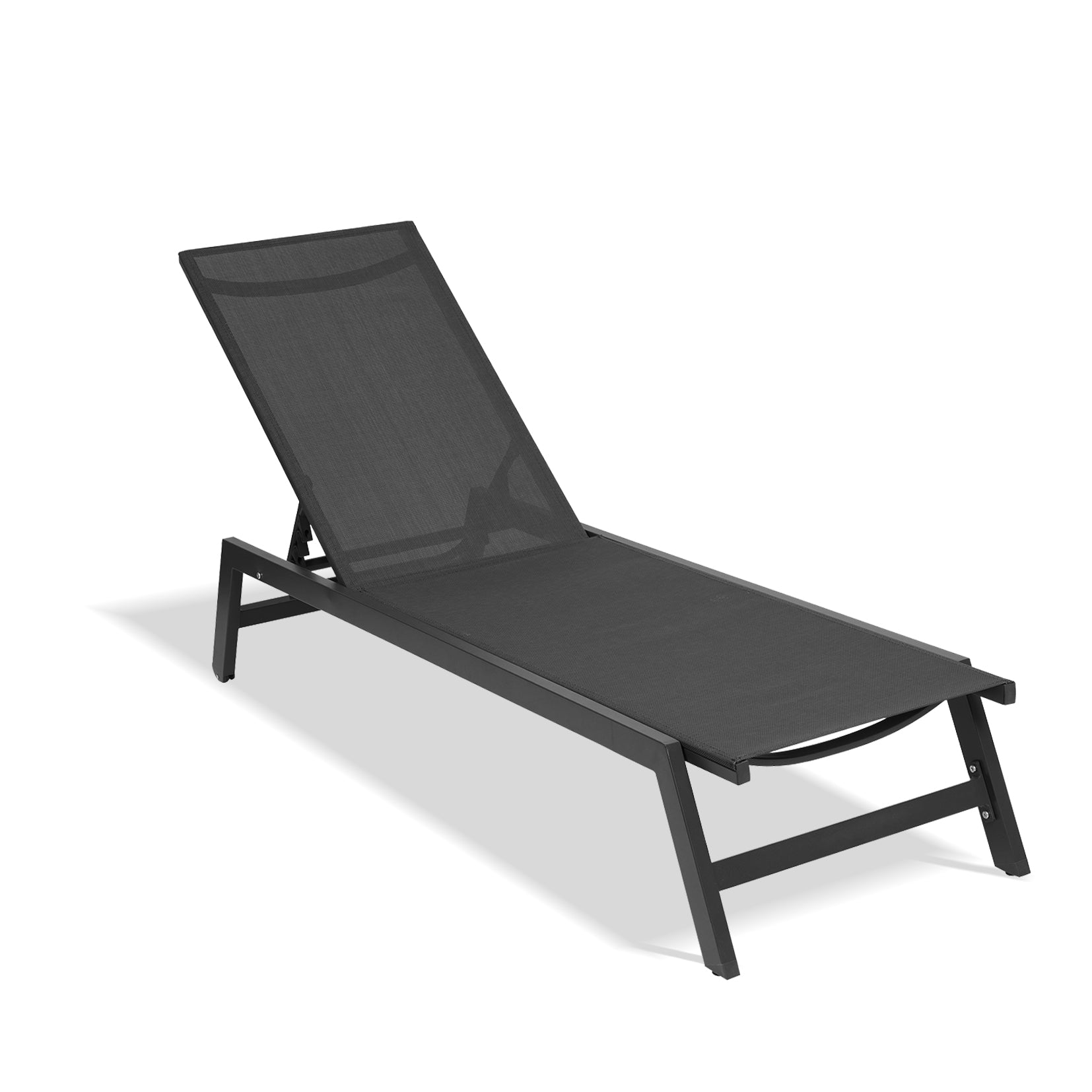 Outdoor Chaise Lounge Chair,Five Position Adjustable Aluminum Recliner,All Weather For Patio,Beach,Yard, Pool Grey Frame Black Fabric Same As W41939292 Black Metal