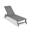 Outdoor Chaise Lounge Chair,Five Position Adjustable Aluminum Recliner,All Weather For Patio,Beach,Yard, Pool Grey Frame Dark Grey Fabric Gray Metal