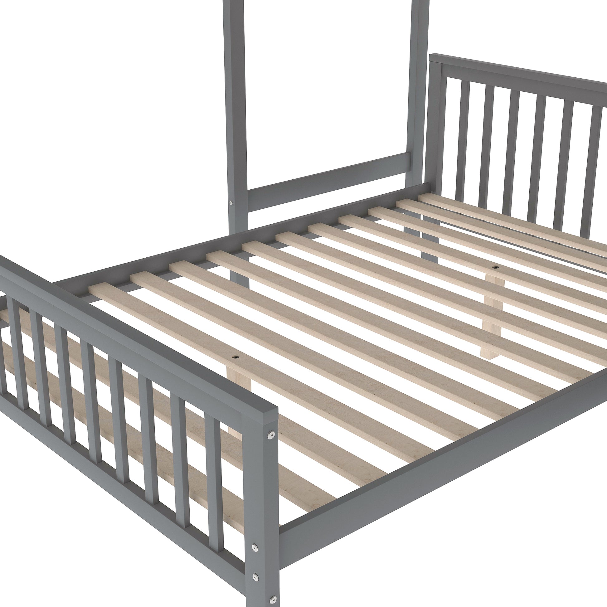 Twin Over Full Loft Bed With Staircase,Gray Old Sku:Sm000107Aae Gray Pine