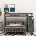 Twin Over Full Loft Bed With Staircase,Gray Old Sku:Sm000107Aae Gray Pine