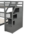 Twin Over Full Loft Bed With Staircase,Gray Old Sku:Sm000107Aae Gray Pine