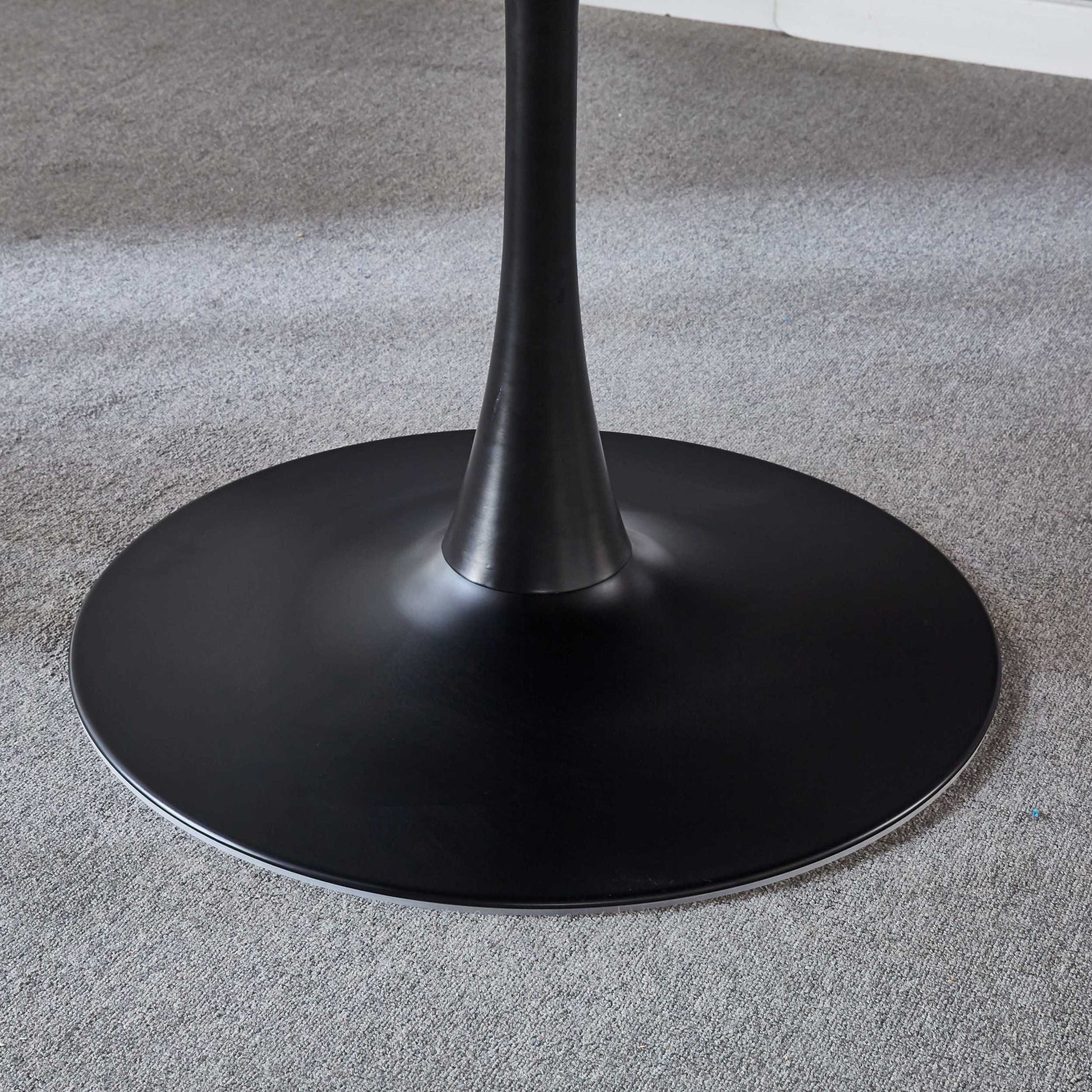 42.1"Black Tulip Table Mid Century Dining Table For 4 6 People With Round Mdf Table Top, Pedestal Dining Table, End Table Leisure Coffee Table Black Mdf