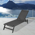 Outdoor Chaise Lounge Chair,Five Position Adjustable Aluminum Recliner,All Weather For Patio,Beach,Yard, Pool Grey Frame Black Fabric Same As W41939292 Black Metal