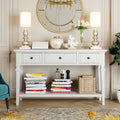 Classic Retro Style Console Table With Three Top Drawers And Open Style Bottom Shelf, Easy Assembly Antique White Antique White Solid Wood