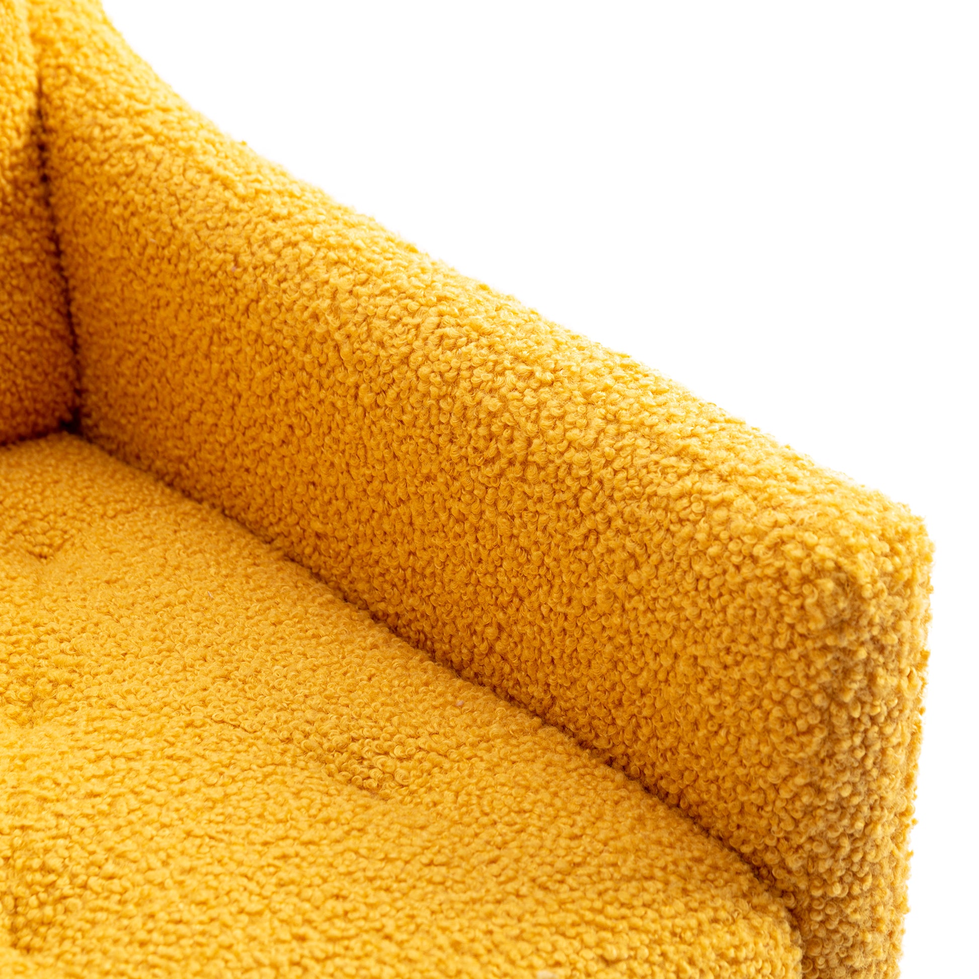 Coolmore Modern Accent Chair With Arms, Tufted Decorative Fabric Armchair With Gold Metal Legs, Upholstered Reading Chair For Living Room Bedroom Office Mustard Teddy Mustard Teddy Foam Metal
