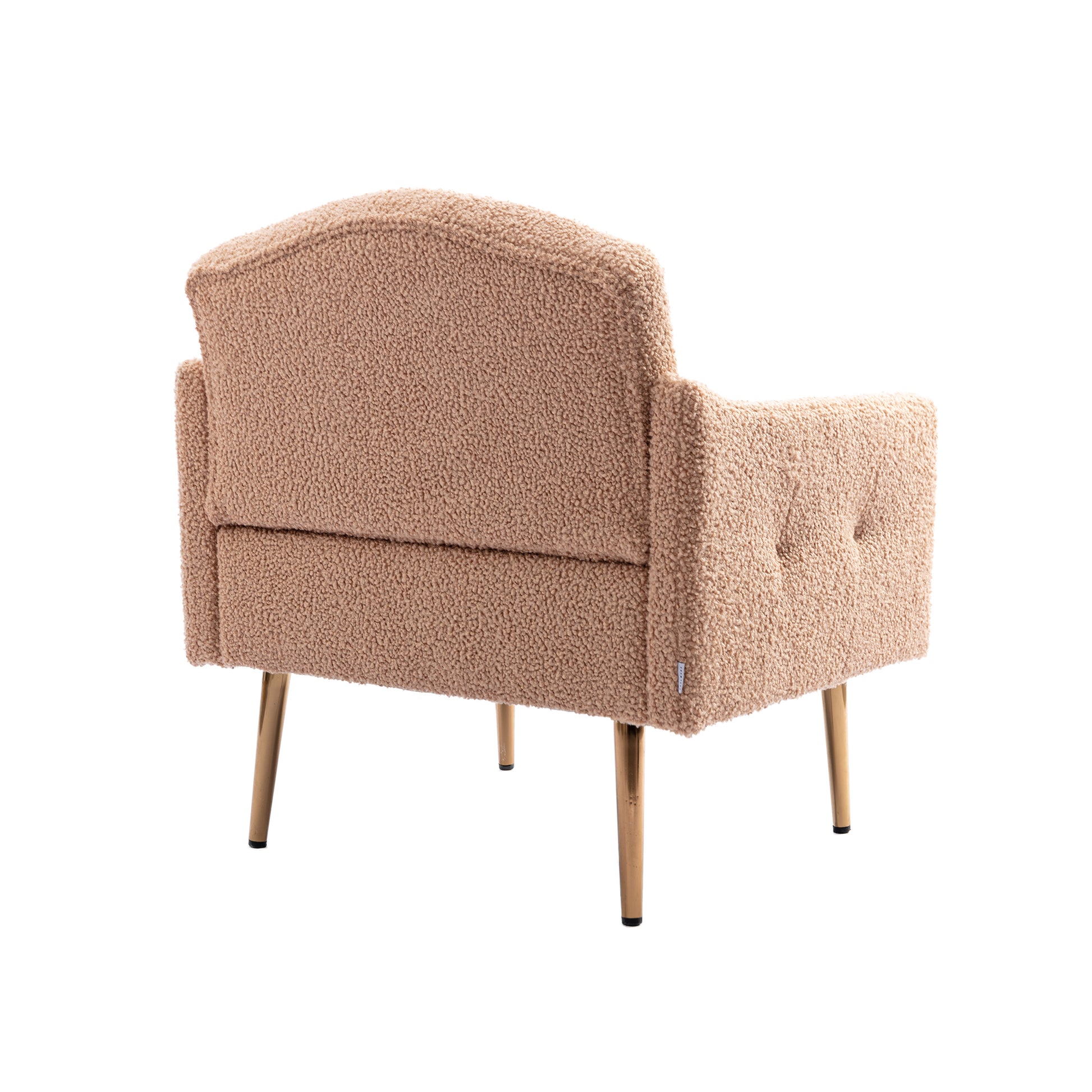 Coolmore Modern Accent Chair With Arms, Tufted Decorative Fabric Armchair With Gold Metal Legs, Upholstered Reading Chair For Living Room Bedroom Office Camel Teddy Camel Teddy Foam Metal