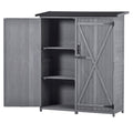 Outdoor 5.3Ft Hx4.6Ft L Wood Storage Shed Tool Organizer,Garden Shed, Storage Cabinet With Waterproof Asphalt Roof, Double Lockable Doors, 3 Tier Shelves For Backyard, Gray Gray Water Resistant Frame Garden & Outdoor Casual Wood Solid Wood