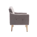 Coolmore Modern Accent Chair With Arms, Tufted Decorative Fabric Armchair With Gold Metal Legs, Upholstered Reading Chair For Living Room Bedroom Office Grey Teddy Grey Teddy Foam Metal
