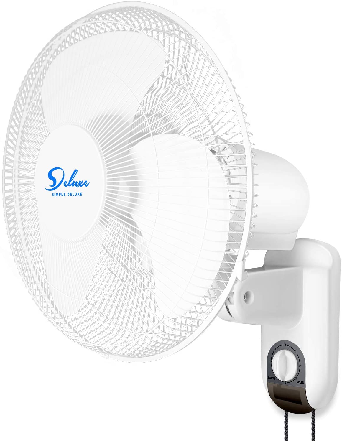 Simple Deluxe Adjustable Tilt, Quiet Operation Household Wall Mount Fans Oscillating, 2 Pack, White White Metal