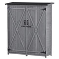 Outdoor 5.3Ft Hx4.6Ft L Wood Storage Shed Tool Organizer,Garden Shed, Storage Cabinet With Waterproof Asphalt Roof, Double Lockable Doors, 3 Tier Shelves For Backyard, Gray Gray Water Resistant Frame Garden & Outdoor Casual Wood Solid Wood