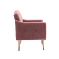 Coolmore Modern Accent Chair With Arms, Tufted Decorative Fabric Armchair With Gold Metal Legs, Upholstered Reading Chair For Living Room Bedroom Office Brush Pink Teddy Brush Pink Teddy Foam Metal