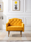 Coolmore Modern Accent Chair With Arms, Tufted Decorative Fabric Armchair With Gold Metal Legs, Upholstered Reading Chair For Living Room Bedroom Office Mustard Teddy Mustard Teddy Foam Metal