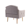 Coolmore Modern Accent Chair With Arms, Tufted Decorative Fabric Armchair With Gold Metal Legs, Upholstered Reading Chair For Living Room Bedroom Office Grey Teddy Grey Teddy Foam Metal
