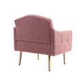 Coolmore Modern Accent Chair With Arms, Tufted Decorative Fabric Armchair With Gold Metal Legs, Upholstered Reading Chair For Living Room Bedroom Office Brush Pink Teddy Brush Pink Teddy Foam Metal