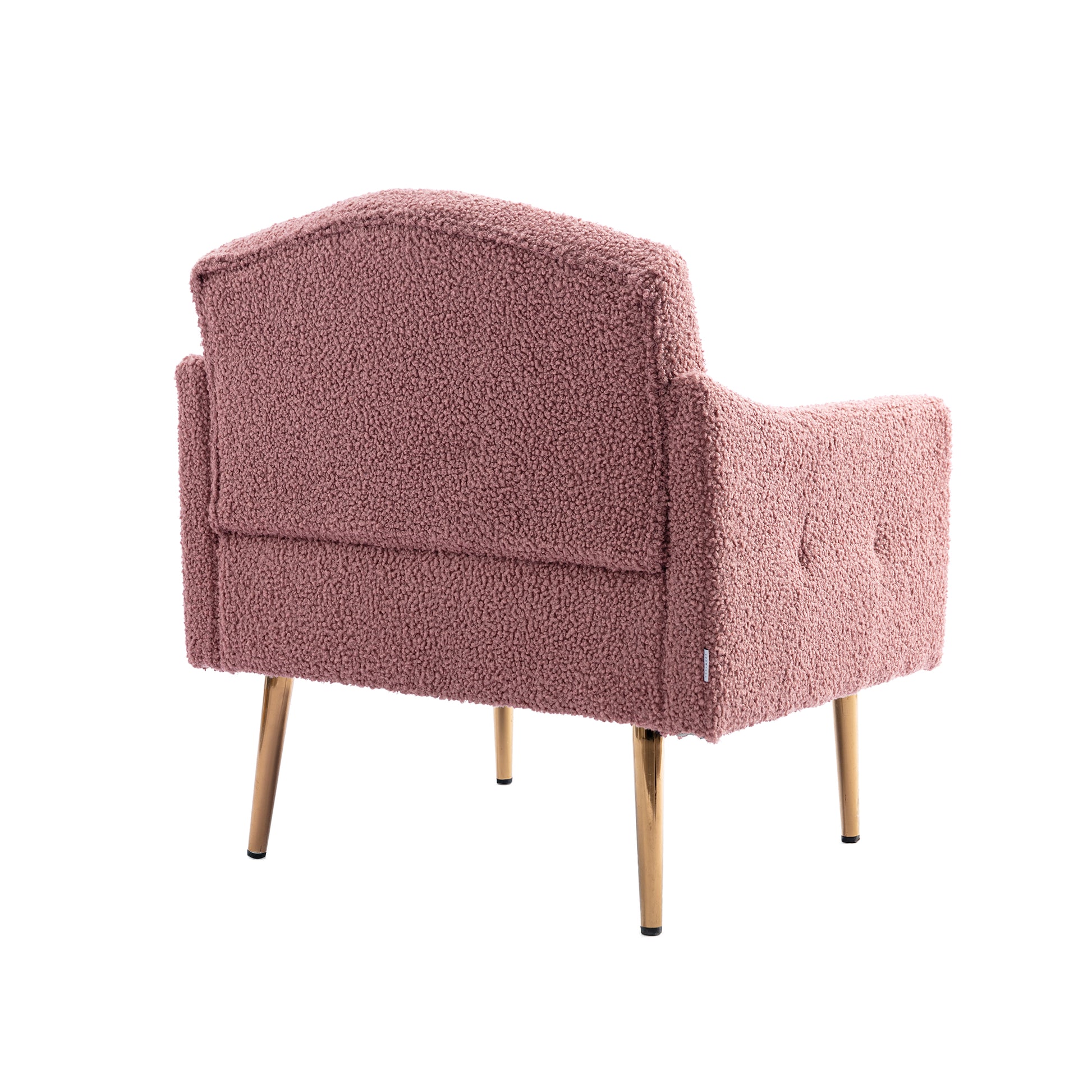Coolmore Modern Accent Chair With Arms, Tufted Decorative Fabric Armchair With Gold Metal Legs, Upholstered Reading Chair For Living Room Bedroom Office Brush Pink Teddy Brush Pink Teddy Foam Metal