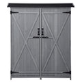 Outdoor 5.3Ft Hx4.6Ft L Wood Storage Shed Tool Organizer,Garden Shed, Storage Cabinet With Waterproof Asphalt Roof, Double Lockable Doors, 3 Tier Shelves For Backyard, Gray Gray Water Resistant Frame Garden & Outdoor Casual Wood Solid Wood