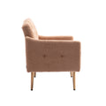 Coolmore Modern Accent Chair With Arms, Tufted Decorative Fabric Armchair With Gold Metal Legs, Upholstered Reading Chair For Living Room Bedroom Office Camel Teddy Camel Teddy Foam Metal