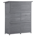 Outdoor 5.3Ft Hx4.6Ft L Wood Storage Shed Tool Organizer,Garden Shed, Storage Cabinet With Waterproof Asphalt Roof, Double Lockable Doors, 3 Tier Shelves For Backyard, Gray Gray Water Resistant Frame Garden & Outdoor Casual Wood Solid Wood