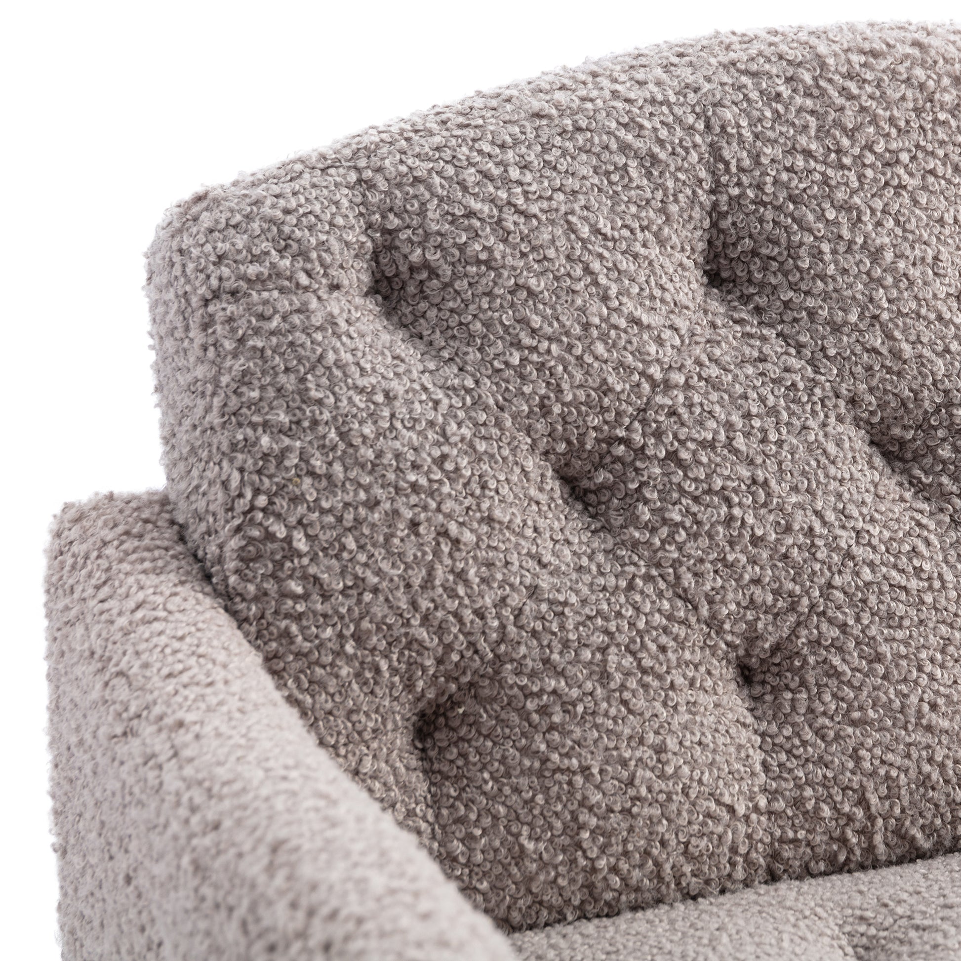 Coolmore Modern Accent Chair With Arms, Tufted Decorative Fabric Armchair With Gold Metal Legs, Upholstered Reading Chair For Living Room Bedroom Office Grey Teddy Grey Teddy Foam Metal