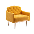 Coolmore Modern Accent Chair With Arms, Tufted Decorative Fabric Armchair With Gold Metal Legs, Upholstered Reading Chair For Living Room Bedroom Office Mustard Teddy Mustard Teddy Foam Metal