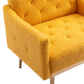 Coolmore Modern Accent Chair With Arms, Tufted Decorative Fabric Armchair With Gold Metal Legs, Upholstered Reading Chair For Living Room Bedroom Office Mustard Teddy Mustard Teddy Foam Metal