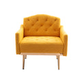 Coolmore Modern Accent Chair With Arms, Tufted Decorative Fabric Armchair With Gold Metal Legs, Upholstered Reading Chair For Living Room Bedroom Office Mustard Teddy Mustard Teddy Foam Metal