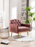 Coolmore Modern Accent Chair With Arms, Tufted Decorative Fabric Armchair With Gold Metal Legs, Upholstered Reading Chair For Living Room Bedroom Office Brush Pink Teddy Brush Pink Teddy Foam Metal