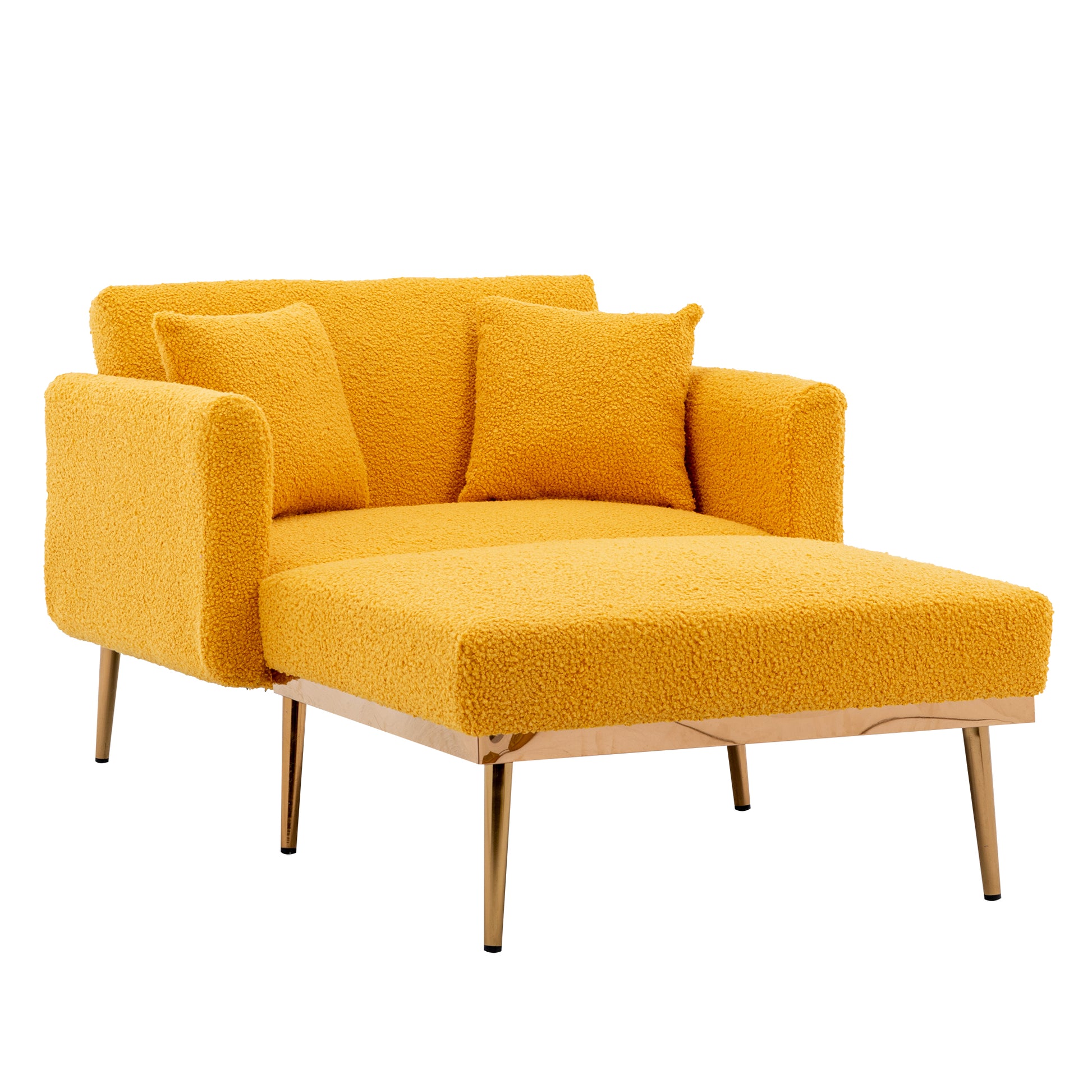 Coolmore Fashionable And Classic Style Chaise Lounge Chair Accent Chair For Living Room, Bedroom Mustard Teddy Mustard Teddy Foam Teddy