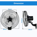 2Pack Healsmart 18 Inch Household Commercial Wall Mount Fan, 90 Degree Horizontal Oscillation, 5 Speed Settings, Black Black Metal