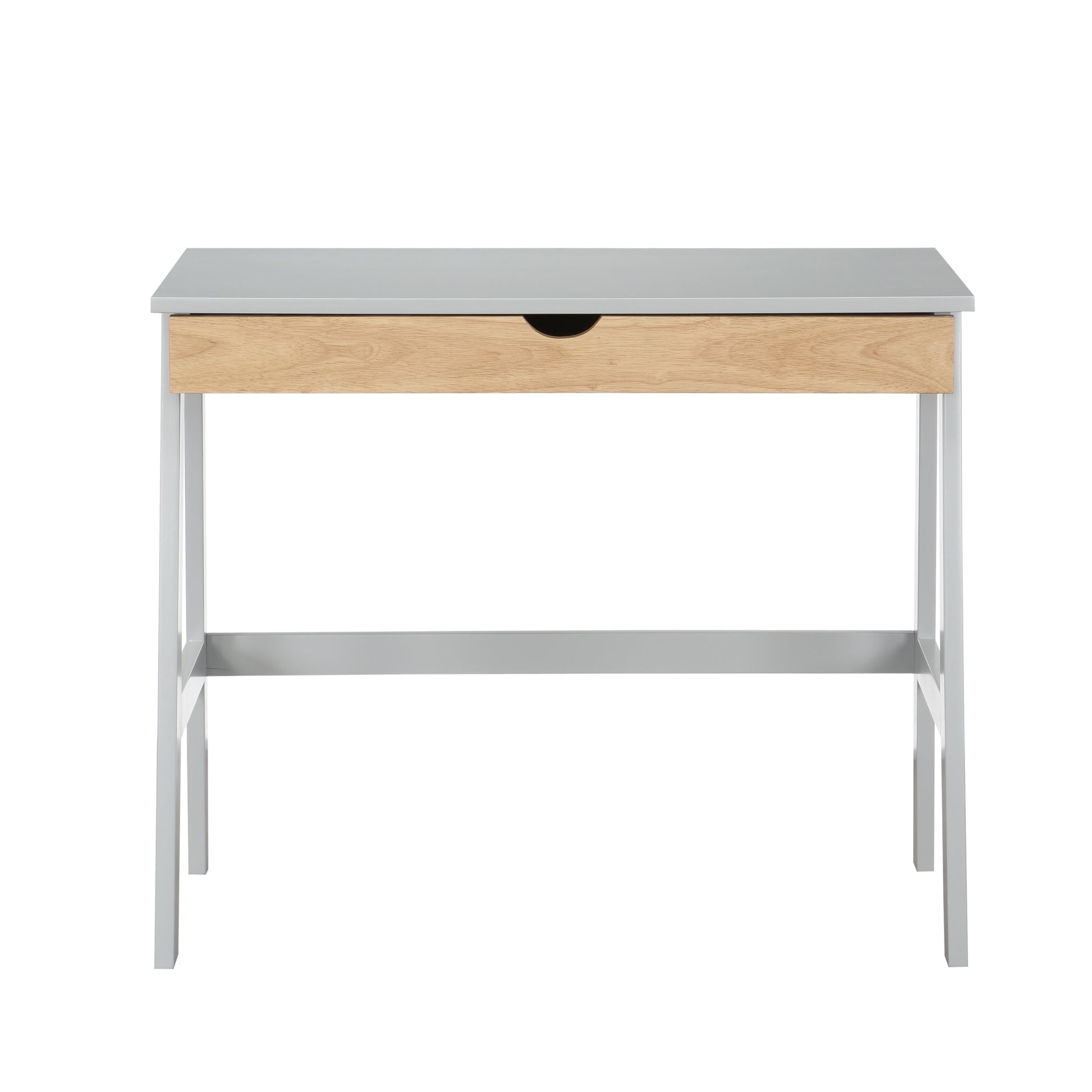 Hilton Desk In Gray Natural Gray Solid Wood