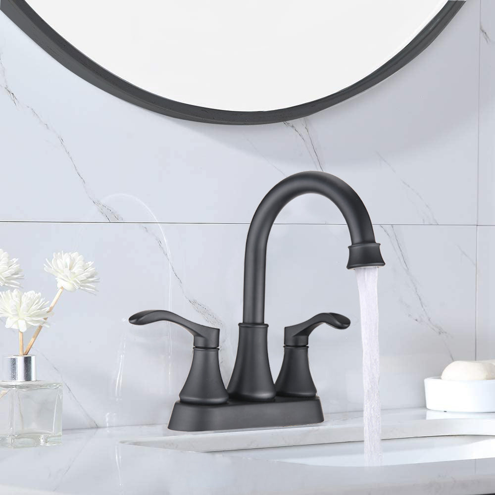 2 Handle Lavatory Faucet Bathroom Sink Faucet Black Brass